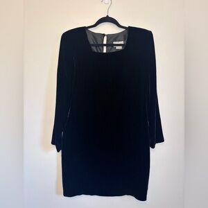 VTG Henri Bendel New York Black Velvet Dress ✨ Square Neck 80s/90s Size 8